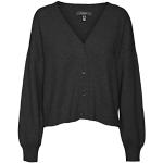 VERO MODA Damen Cardigan Sweater Vmdoffy Ls V-neck Button Cardigan Ganoos, Black/Detail:melange, XS