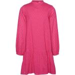 Reduzierte Pinke Vero Moda Stehkragen Kinderkragenkleider mit Volants mit Knopf aus Baumwolle für Mädchen Größe 134 