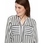 Reduzierte Weiße Gestreifte Vero Moda V-Ausschnitt Hemdblusen aus Kunstfaser für Damen Größe XS 