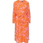 Orange Blumenmuster Vero Moda Midi Rundhals-Ausschnitt Damenkleider Größe XS 