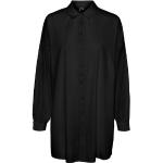 Schwarze Unifarbene Oversize Langärmelige Vero Moda Longblusen aus Baumwolle für Damen Größe XS 
