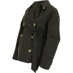 Schwarze Mini Trenchcoats kurz für Damen Größe S für den für den Winter 