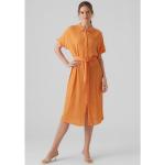 Peachfarbene Casual Kurzärmelige Vero Moda Rundhals-Ausschnitt Shirtkleider aus Viskose für Damen Größe XS für den für den Sommer 