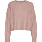 Reduzierte Pinke Unifarbene Vero Moda Rundhals-Ausschnitt Fledermaus-Pullover aus Polyamid für Damen Größe M 