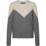 Reduzierte Graue Color Blocking Vero Moda Rundhals-Ausschnitt Wollpullover aus Polyamid für Damen Größe XS 