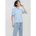 Reduzierte Blaue Unifarbene Halblangärmelige Vero Moda Rundhals-Ausschnitt T-Shirts mit Puffärmeln aus Jersey für Damen Größe S 