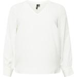 Weiße Unifarbene Langärmelige Festliche Blusen für Damen Größe L 