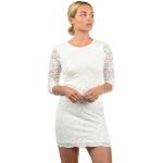 Weiße Unifarbene Halblangärmelige Vero Moda Mini Rundhals-Ausschnitt Spitzenkleider aus Spitze für Damen Größe XL 