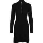 Schwarze Unifarbene Langärmelige Vero Moda Mini Strickkleider mit Reißverschluss für Damen Größe XL 