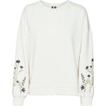 Reduzierte Weiße Bestickte Vero Moda Rundhals-Ausschnitt Damensweatshirts Größe L 