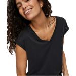 Schwarze Unifarbene Vero Moda V-Ausschnitt T-Shirts für Damen Größe XS für den für den Sommer 
