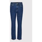Dunkelblaue Sportliche Straight Leg Jeans mit Reißverschluss aus Baumwolle für Damen Größe L Weite 26 