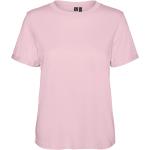 Pinke Unifarbene Rundhals-Ausschnitt T-Shirts aus Baumwolle für Damen Größe M 