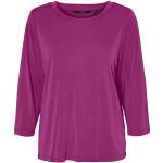 Pinke 3/4-ärmelige Vero Moda Rundhals-Ausschnitt T-Shirts für Damen Größe XL 