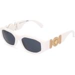 Weiße VERSACE Rechteckige Rechteckige Sonnenbrillen aus Kunststoff für Damen 