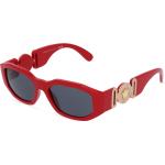 Rote Rechteckige Rechteckige Sonnenbrillen aus Kunststoff für Damen 