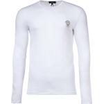 Weiße Langärmelige VERSACE Rundhals-Ausschnitt T-Shirts aus Baumwolle Handwäsche für Herren Größe XL 