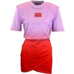 Versace Jeans Couture, Kurzes Kleid mit Korallengradient und Schulterpolstern Pink, Damen, Größe: S