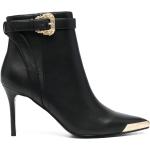 Schwarze VERSACE Jeans Spitze Pfennigabsatz High Heel Stiefeletten & High Heel Boots aus Kalbsleder für Damen Größe 40 