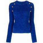 Reduzierte Blaue VERSACE Jeans Strickpullover mit Knopf aus Polyamid für Damen Größe L 