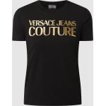 Reduzierte Schwarze VERSACE Jeans T-Shirts Metallic aus Baumwolle für Damen Größe XS 