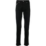 Schwarze Bestickte VERSACE Jeans Slim Fit Jeans mit Reißverschluss für Herren Weite 33, Länge 32 