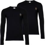 Schwarze Unifarbene Langärmelige VERSACE Jeans Rundhals-Ausschnitt Basic-Shirts aus Baumwollmischung für Herren Größe 3 XL 