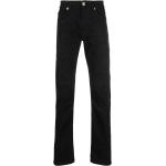 Schwarze Bestickte VERSACE Jeans Jeans mit Stickerei mit Reißverschluss aus Kalbsleder für Herren Weite 29, Länge 30 