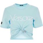 Reduzierte Pastellblaue VERSACE T-Shirts aus Baumwolle für Damen 