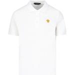 Reduzierte Weiße Kurzärmelige VERSACE Herrenpoloshirts & Herrenpolohemden mit Knopf aus Baumwolle Größe L 