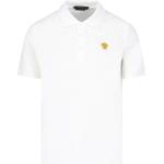 Reduzierte Weiße Kurzärmelige VERSACE Herrenpoloshirts & Herrenpolohemden mit Knopf aus Baumwolle Größe M 