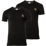 Schwarze Unifarbene Kurzärmelige VERSACE Rundhals-Ausschnitt T-Shirts aus Baumwolle Handwäsche für Herren Größe XXL 2-teilig 