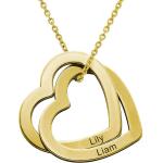 Reduzierte Goldene Herzketten aus Silber personalisiert für Damen 