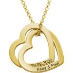 Goldene Herzketten vergoldet personalisiert für Damen 