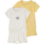 Gelbe Gestreifte Kurzärmelige Vertbaudet Printed Shirts für Kinder & Druck-Shirts für Kinder mit Volants für Mädchen Größe 86 2-teilig für den für den Sommer 