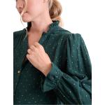 Tannengrüne Langärmelige Festliche Blusen mit Rüschen aus Musselin für Damen Größe XS 
