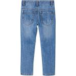 Blaue Straight Leg Jeans für Kinder mit Reißverschluss aus Denim Größe 116 