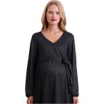 Schwarze Elegante Langärmelige Mini V-Ausschnitt Minikleider & kurze Kleider mit Pailletten aus Polyester für Damen 