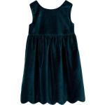 Grüne Elegante V-Ausschnitt Kindersamtkleider mit Reißverschluss aus Baumwolle für Mädchen Größe 122 