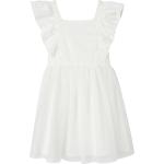 Weiße Elegante Kindertüllkleider mit Reißverschluss aus Tüll für Mädchen Größe 122 