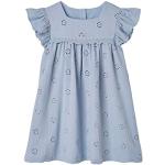 Blaue Bestickte Vertbaudet Bestickte Kinderkleider mit Blumenmotiv mit Knopf für Mädchen 