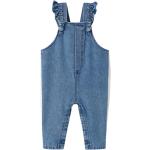 Blaue Vertbaudet Jeans-Latzhosen für Kinder mit Rüschen aus Denim für Mädchen Größe 80 