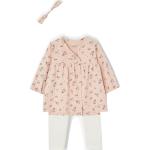 Rosa Langärmelige Midi Kinderkleider mit Leggings aus Baumwolle für Babys 