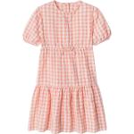 Gingham 3/4-ärmelige Midi Kinderkleider A-Linie mit Volants aus Baumwolle für Mädchen Größe 128 