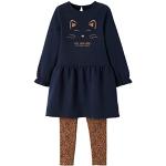 Mitternachtsblaue Vertbaudet Kinderkleider mit Leggings für Mädchen Größe 158 