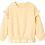 Pastellgelbe Gingham Kindersweatshirts mit Volants aus Baumwolle 
