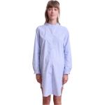 Himmelblaue Gestreifte Stillnachthemden mit Rüschen mit Knopf aus Baumwolle für Damen Größe XS 
