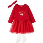 Rote Vertbaudet Kinderkleider mit Strumpfhose mit Weihnachts-Motiv für Babys Größe 74 