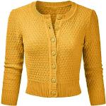 Gelbe Vintage 3/4-ärmelige Mini Damencardigans Größe M für den für den Sommer 