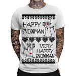 Very Happy Snowman Herren Weihnachts T-Shirt | Fun - Sprüche Shirt | Ugly Xmas Tshirt | Christmas | Lustig | Schneemann | Santa | Weihnachten |